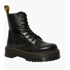 Black Leather Lace-Up Boots